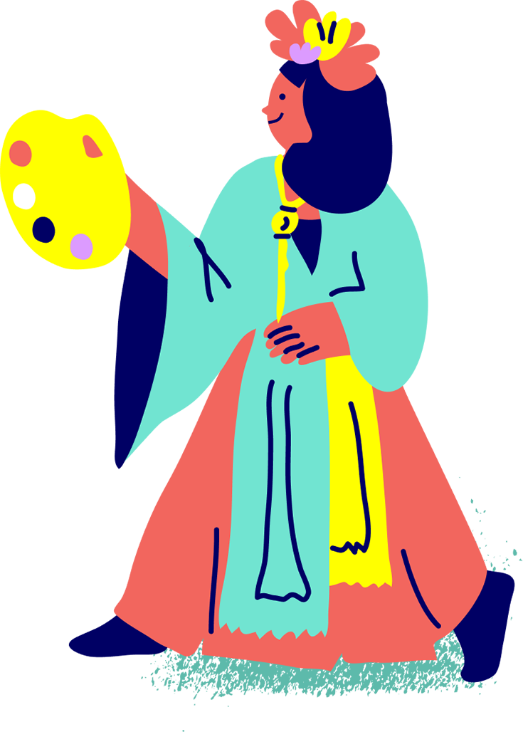 Illustration of the boy holding a book in the nature for school branding project