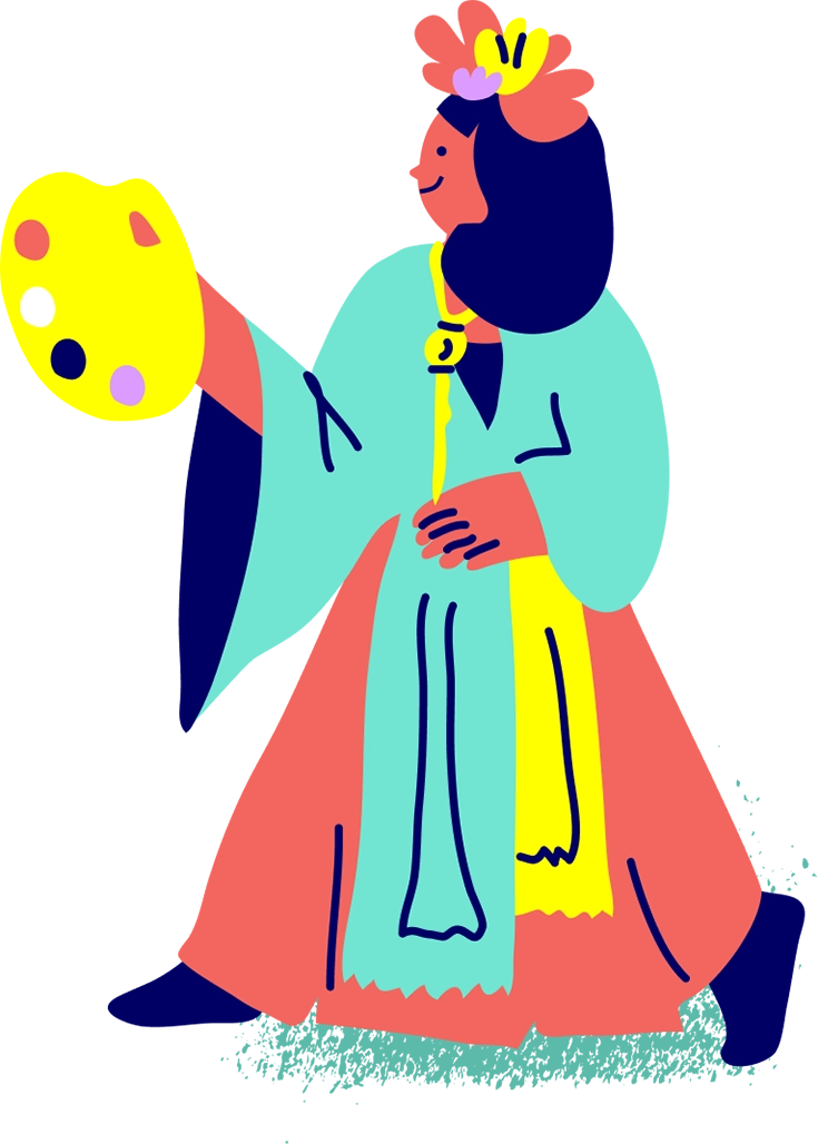 Illustration of the boy holding a book in the nature for school branding project