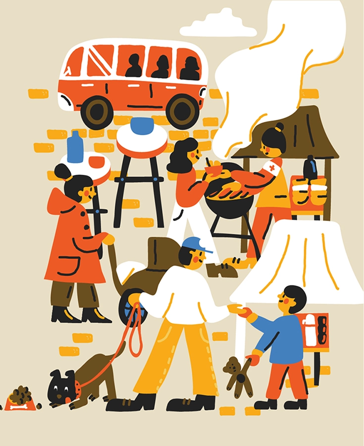Illustration the humanitarian help for magazine Bublina
