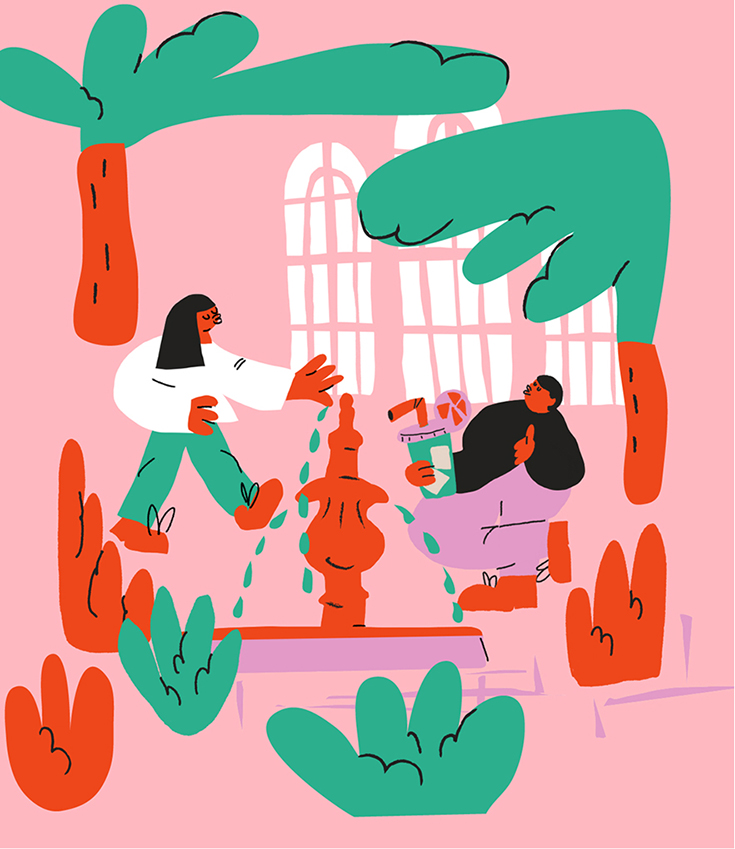 Illustration of a young couple for Stara Trznica